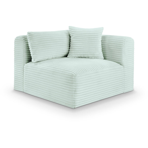 Meridian Shaggy Mint Corduroy Performance Fabric Corner Chair IMAGE 1