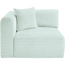Meridian Shaggy Mint Corduroy Performance Fabric Corner Chair IMAGE 3