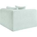 Meridian Shaggy Mint Corduroy Performance Fabric Corner Chair IMAGE 7