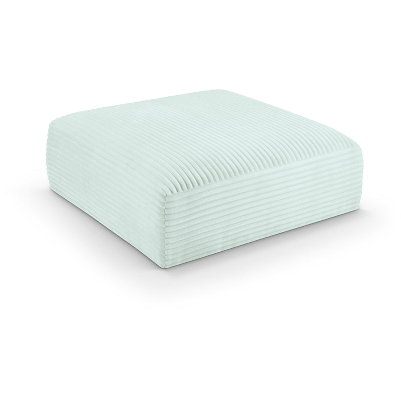 Meridian Shaggy Mint Corduroy Performance Fabric Ottoman IMAGE 1