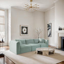 Meridian Shaggy Mint Corduroy Performance Fabric Modular Sofa IMAGE 2