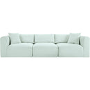 Meridian Shaggy Mint Corduroy Performance Fabric Modular Sofa IMAGE 3