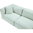 Meridian Shaggy Mint Corduroy Performance Fabric Modular Sofa IMAGE 9