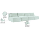 Meridian Shaggy Mint Corduroy Performance Fabric Modular Sofa IMAGE 11