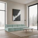 Meridian Shaggy Mint Corduroy Performance Fabric Modular Sofa IMAGE 2