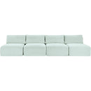 Meridian Shaggy Mint Corduroy Performance Fabric Modular Sofa IMAGE 3