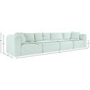 Meridian Shaggy Mint Corduroy Performance Fabric Modular Sofa IMAGE 11