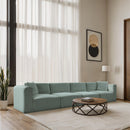 Meridian Shaggy Mint Corduroy Performance Fabric Modular Sofa IMAGE 2