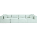 Meridian Shaggy Mint Corduroy Performance Fabric Modular Sofa IMAGE 3