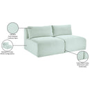 Meridian Shaggy Mint Corduroy Performance Fabric Modular Sofa IMAGE 10