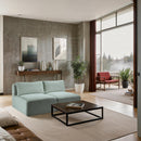 Meridian Shaggy Mint Corduroy Performance Fabric Modular Sofa IMAGE 2