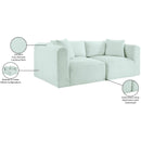 Meridian Shaggy Mint Corduroy Performance Fabric Modular Sofa IMAGE 10