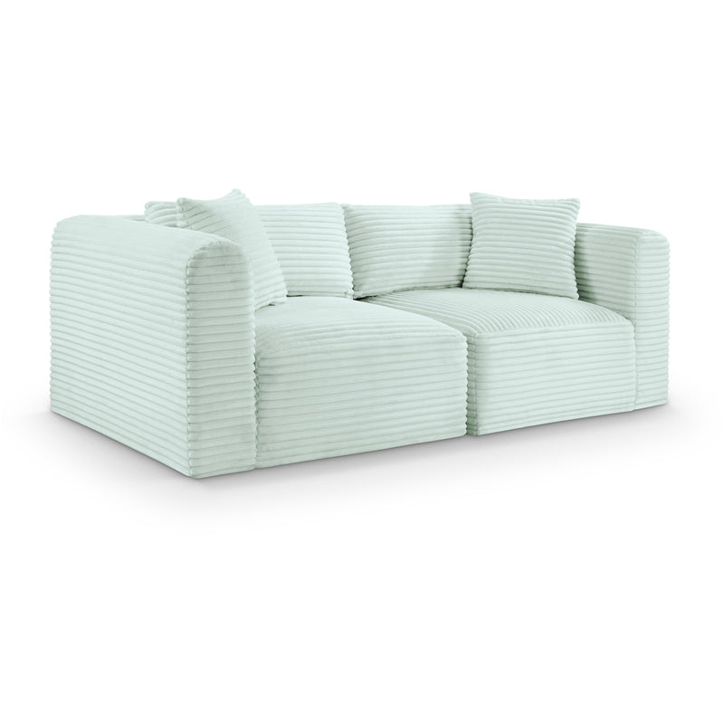 Meridian Shaggy Mint Corduroy Performance Fabric Modular Sofa IMAGE 1