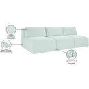 Meridian Shaggy Mint Corduroy Performance Fabric Modular Sofa IMAGE 11