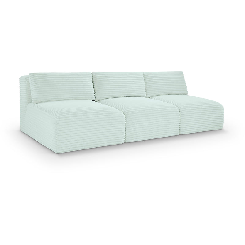 Meridian Shaggy Mint Corduroy Performance Fabric Modular Sofa IMAGE 1