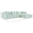 Meridian Shaggy Mint Corduroy Performance Fabric Modular Sectional IMAGE 12