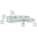 Meridian Shaggy Mint Corduroy Performance Fabric Modular Sectional IMAGE 13