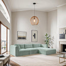 Meridian Shaggy Mint Corduroy Performance Fabric Modular Sectional IMAGE 2