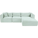 Meridian Shaggy Mint Corduroy Performance Fabric Modular Sectional IMAGE 6