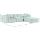 Meridian Shaggy Mint Corduroy Performance Fabric Modular Sectional IMAGE 12