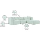 Meridian Shaggy Mint Corduroy Performance Fabric Modular Sectional IMAGE 13