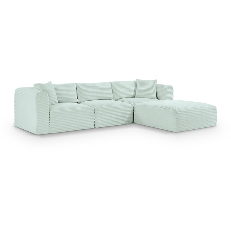 Meridian Shaggy Mint Corduroy Performance Fabric Modular Sectional IMAGE 1