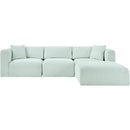 Meridian Shaggy Mint Corduroy Performance Fabric Modular Sectional IMAGE 3