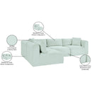 Meridian Shaggy Mint Corduroy Performance Fabric Modular Sectional IMAGE 13
