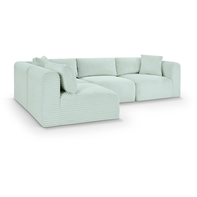 Meridian Shaggy Mint Corduroy Performance Fabric Modular Sectional IMAGE 1