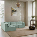 Meridian Shaggy Mint Corduroy Performance Fabric Modular Sectional IMAGE 2