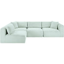 Meridian Shaggy Mint Corduroy Performance Fabric Modular Sectional IMAGE 3