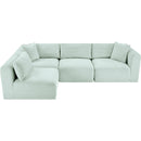 Meridian Shaggy Mint Corduroy Performance Fabric Modular Sectional IMAGE 6