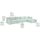 Meridian Shaggy Mint Corduroy Performance Fabric Modular Sectional IMAGE 13