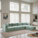 Meridian Shaggy Mint Corduroy Performance Fabric Modular Sectional IMAGE 2