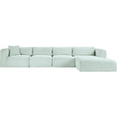 Meridian Shaggy Mint Corduroy Performance Fabric Modular Sectional IMAGE 3