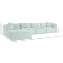 Meridian Shaggy Mint Corduroy Performance Fabric Modular Sectional IMAGE 12
