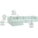 Meridian Shaggy Mint Corduroy Performance Fabric Modular Sectional IMAGE 13