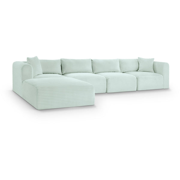 Meridian Shaggy Mint Corduroy Performance Fabric Modular Sectional IMAGE 1