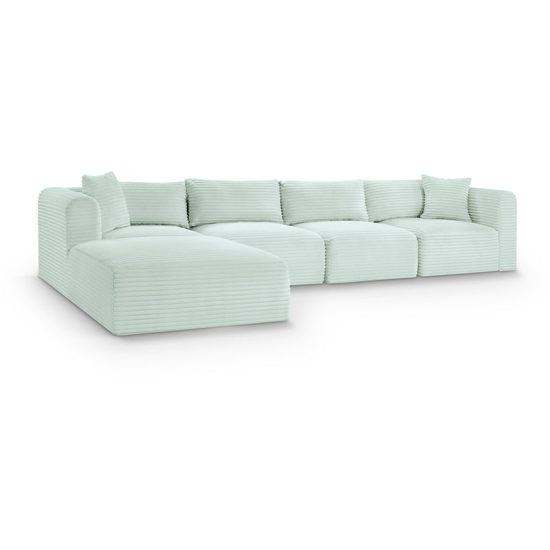 Meridian Shaggy Mint Corduroy Performance Fabric Modular Sectional IMAGE 1
