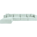 Meridian Shaggy Mint Corduroy Performance Fabric Modular Sectional IMAGE 3