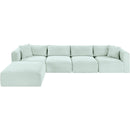 Meridian Shaggy Mint Corduroy Performance Fabric Modular Sectional IMAGE 6