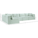 Meridian Shaggy Mint Corduroy Performance Fabric Modular Sectional IMAGE 12