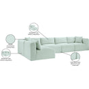 Meridian Shaggy Mint Corduroy Performance Fabric Modular Sectional IMAGE 13
