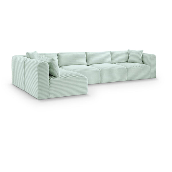 Meridian Shaggy Mint Corduroy Performance Fabric Modular Sectional IMAGE 1