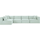 Meridian Shaggy Mint Corduroy Performance Fabric Modular Sectional IMAGE 3