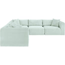 Meridian Shaggy Mint Corduroy Performance Fabric Modular Sectional IMAGE 4