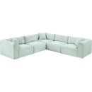 Meridian Shaggy Mint Corduroy Performance Fabric Modular Sectional IMAGE 6