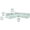 Meridian Shaggy Mint Corduroy Performance Fabric Modular Sectional IMAGE 10