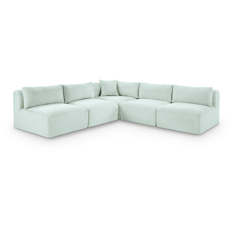 Meridian Shaggy Mint Corduroy Performance Fabric Modular Sectional IMAGE 1