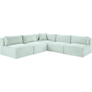 Meridian Shaggy Mint Corduroy Performance Fabric Modular Sectional IMAGE 3